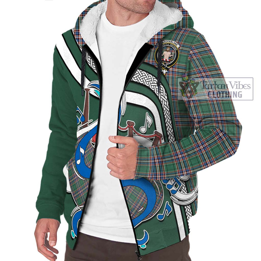 MacFarlane Hunting Ancient Tartan Sherpa Hoodie with Epic Bagpipe Style Unisex - Tartanvibesclothing Shop