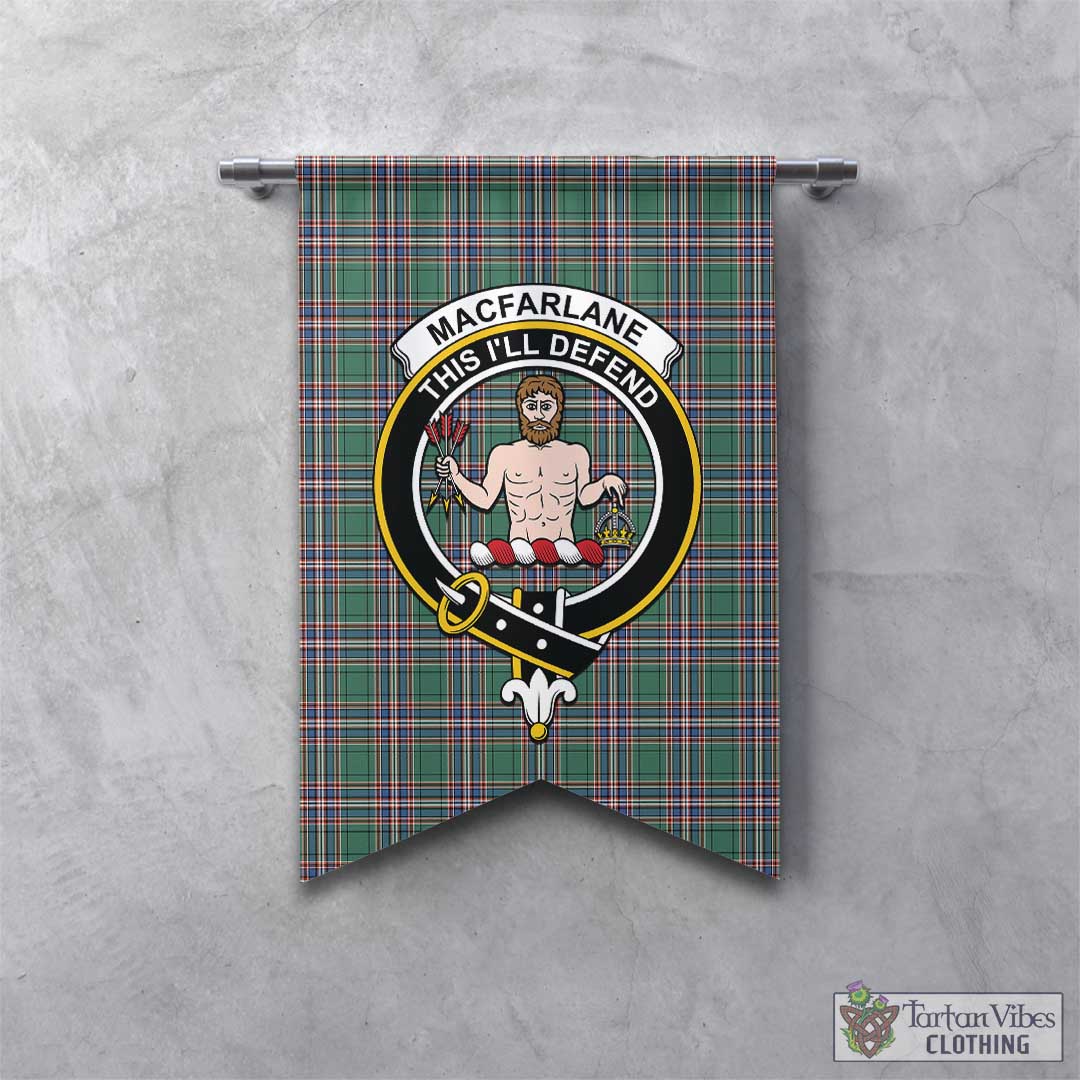 Tartan Vibes Clothing MacFarlane Hunting Ancient Tartan Gonfalon, Tartan Banner with Family Crest