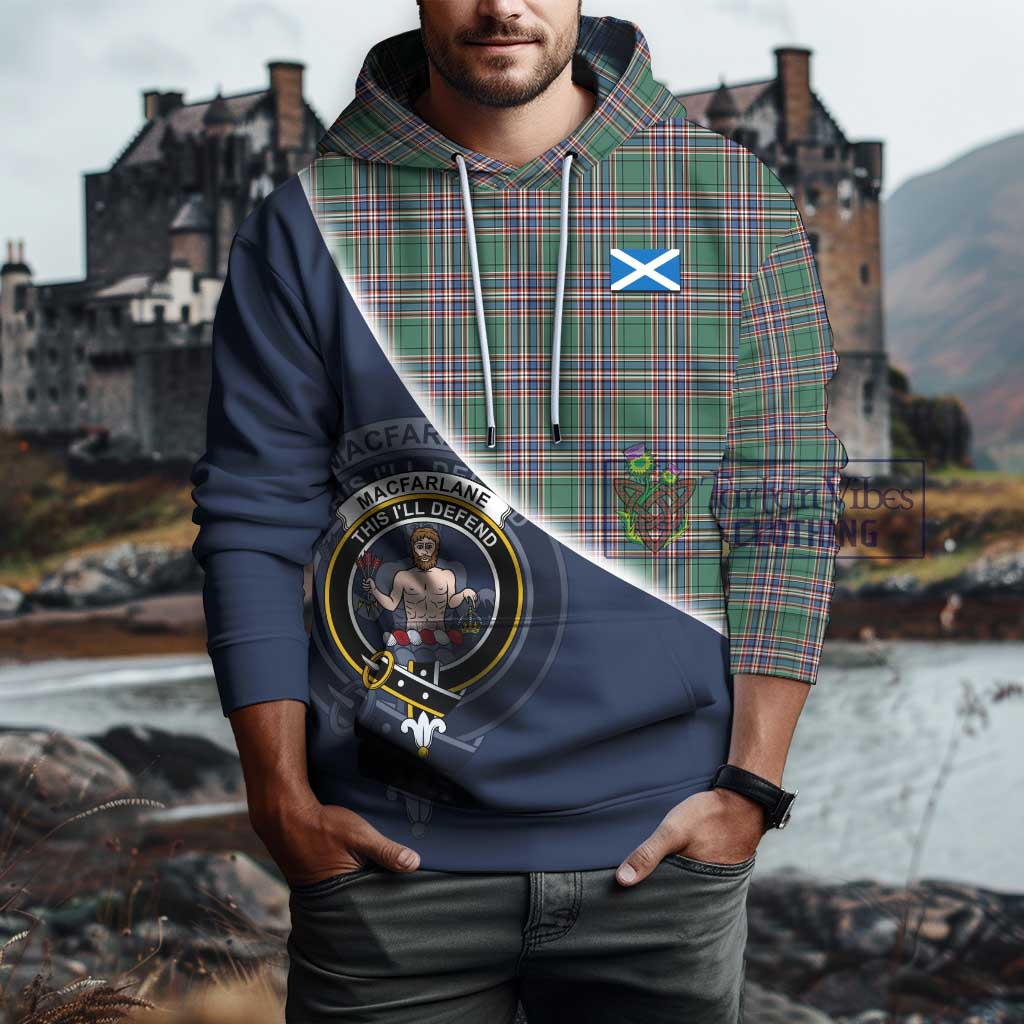 Tartan Vibes Clothing MacFarlane Hunting Ancient Tartan Hoodie with Personalised National Flag and Family Crest Half Style