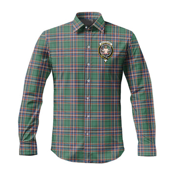 MacFarlane Hunting Ancient Tartan Long Sleeve Button Up Shirt with Family Crest