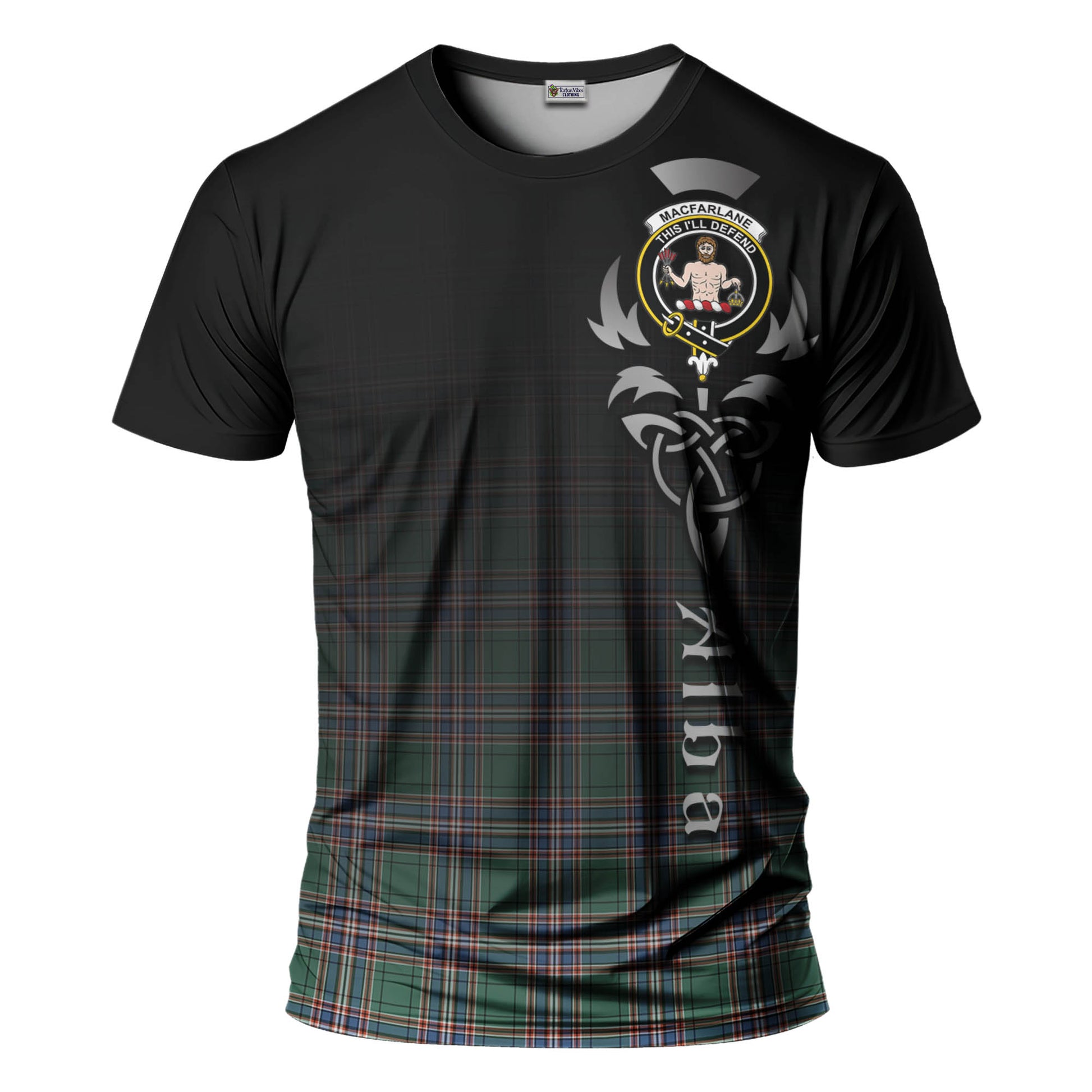 Tartan Vibes Clothing MacFarlane Hunting Ancient Tartan T-Shirt Featuring Alba Gu Brath Family Crest Celtic Inspired