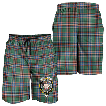 MacFarlane Hunting Ancient Tartan Mens Shorts with Family Crest