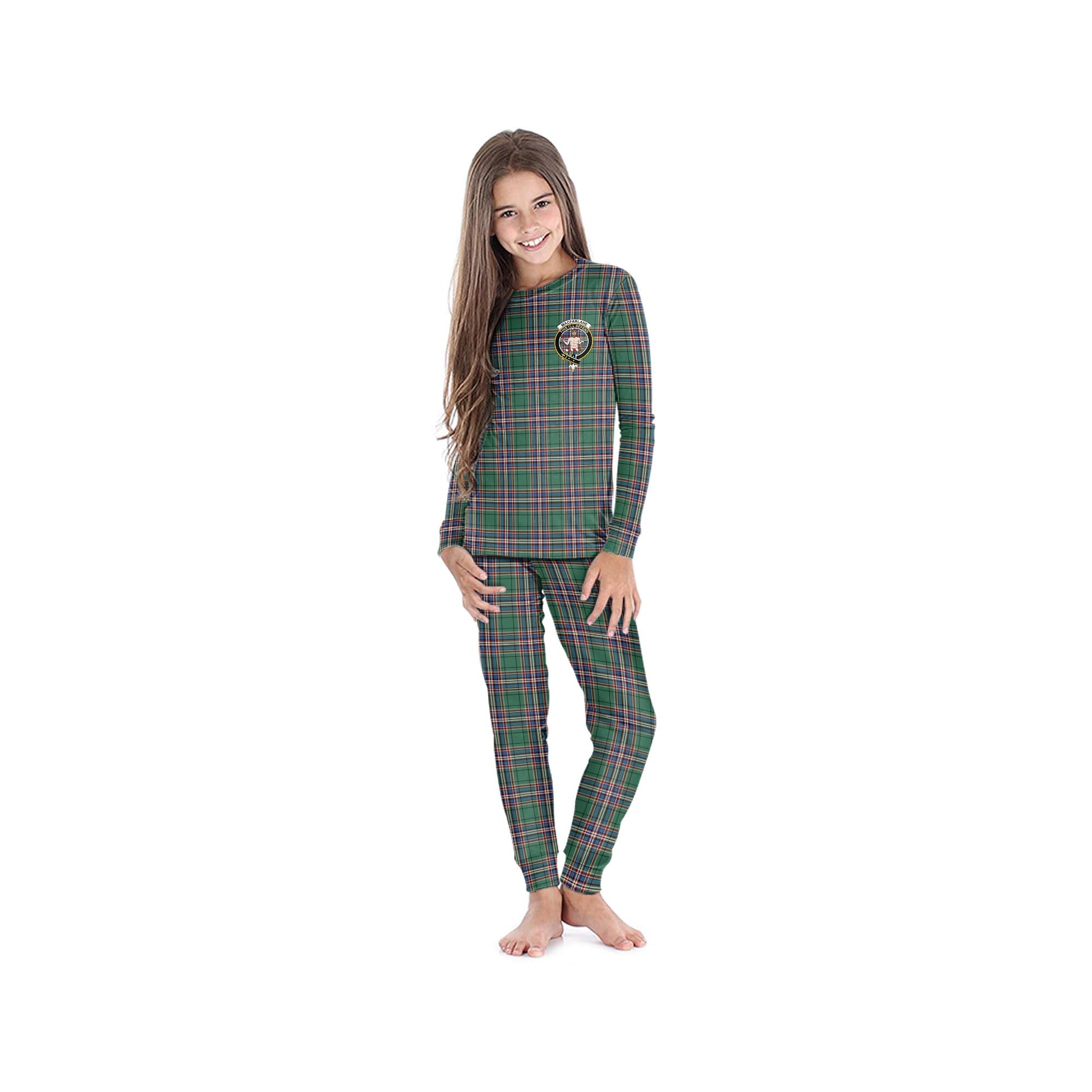 MacFarlane Hunting Ancient Tartan Pajamas Family Set with Family Crest - Tartanvibesclothing