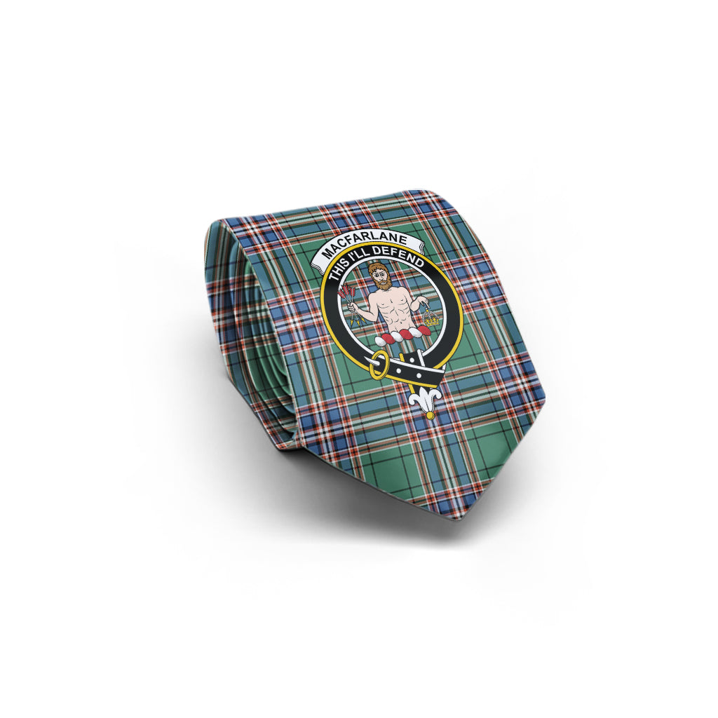 MacFarlane Hunting Ancient Tartan Classic Necktie with Family Crest - Tartan Vibes Clothing