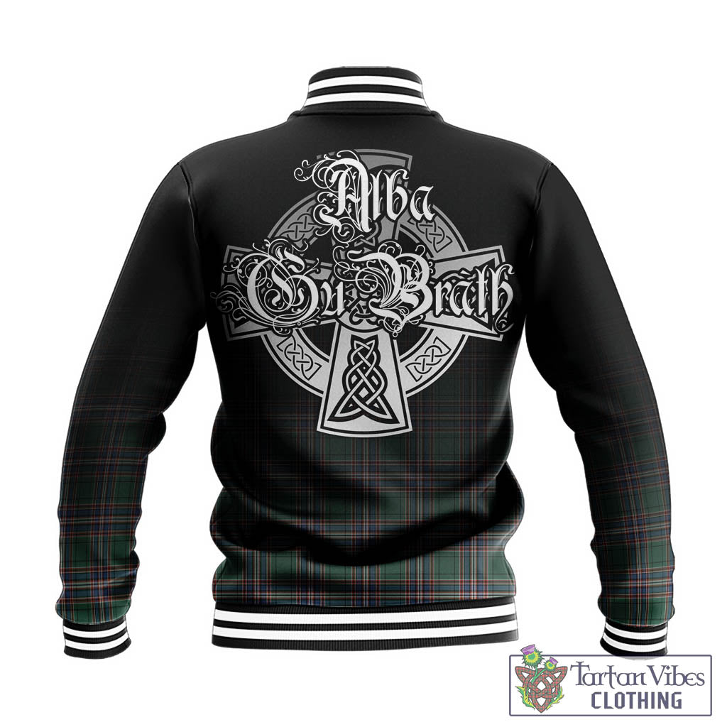 Tartan Vibes Clothing MacFarlane Hunting Ancient Tartan Baseball Jacket Featuring Alba Gu Brath Family Crest Celtic Inspired