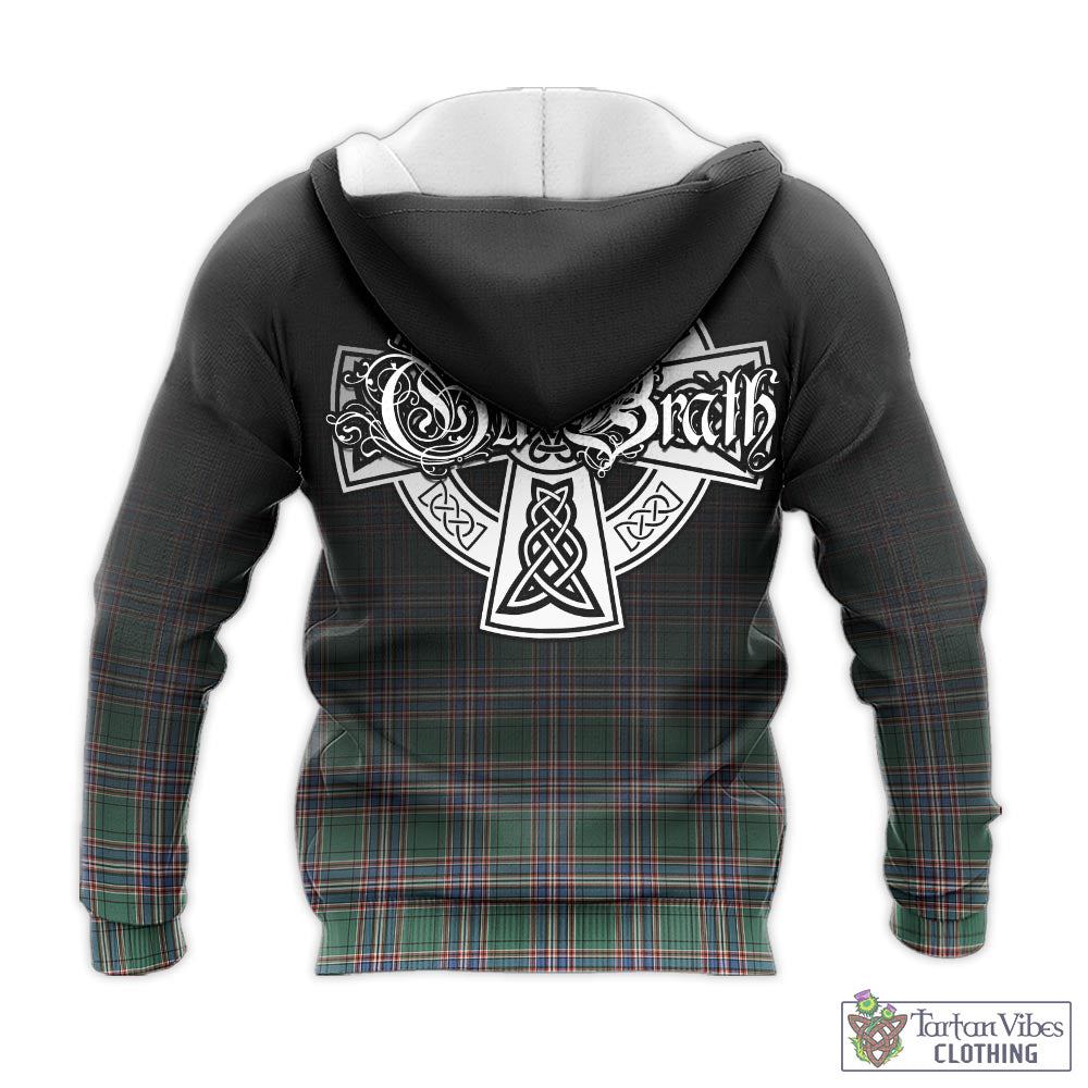 Tartan Vibes Clothing MacFarlane Hunting Ancient Tartan Knitted Hoodie Featuring Alba Gu Brath Family Crest Celtic Inspired