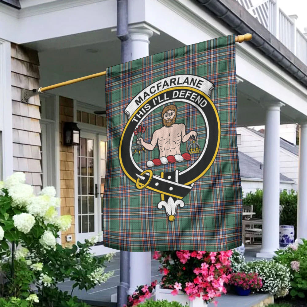 MacFarlane Hunting Ancient Tartan Flag with Family Crest - Tartan Vibes Clothing