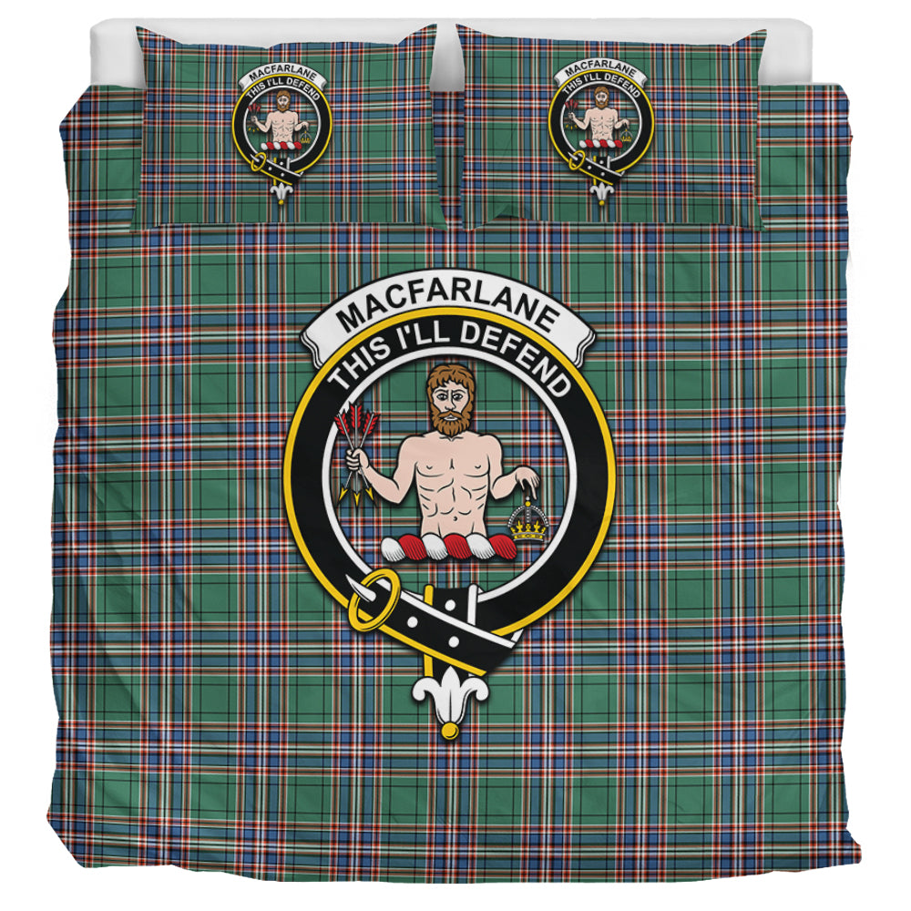 MacFarlane Hunting Ancient Tartan Bedding Set with Family Crest UK Bedding Set UK Super King 104*94 inch - Tartan Vibes Clothing