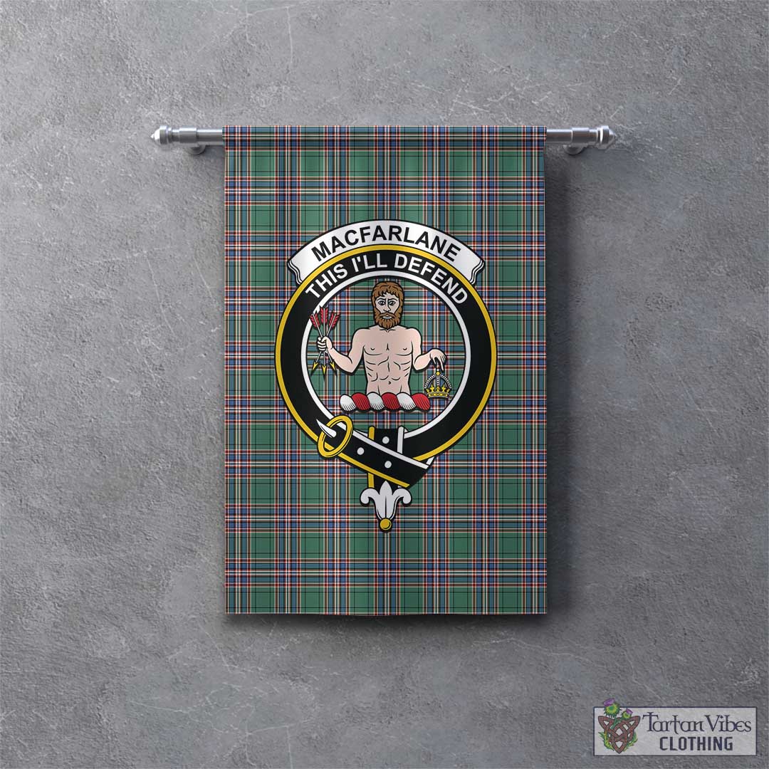 Tartan Vibes Clothing MacFarlane Hunting Ancient Tartan Gonfalon, Tartan Banner with Family Crest