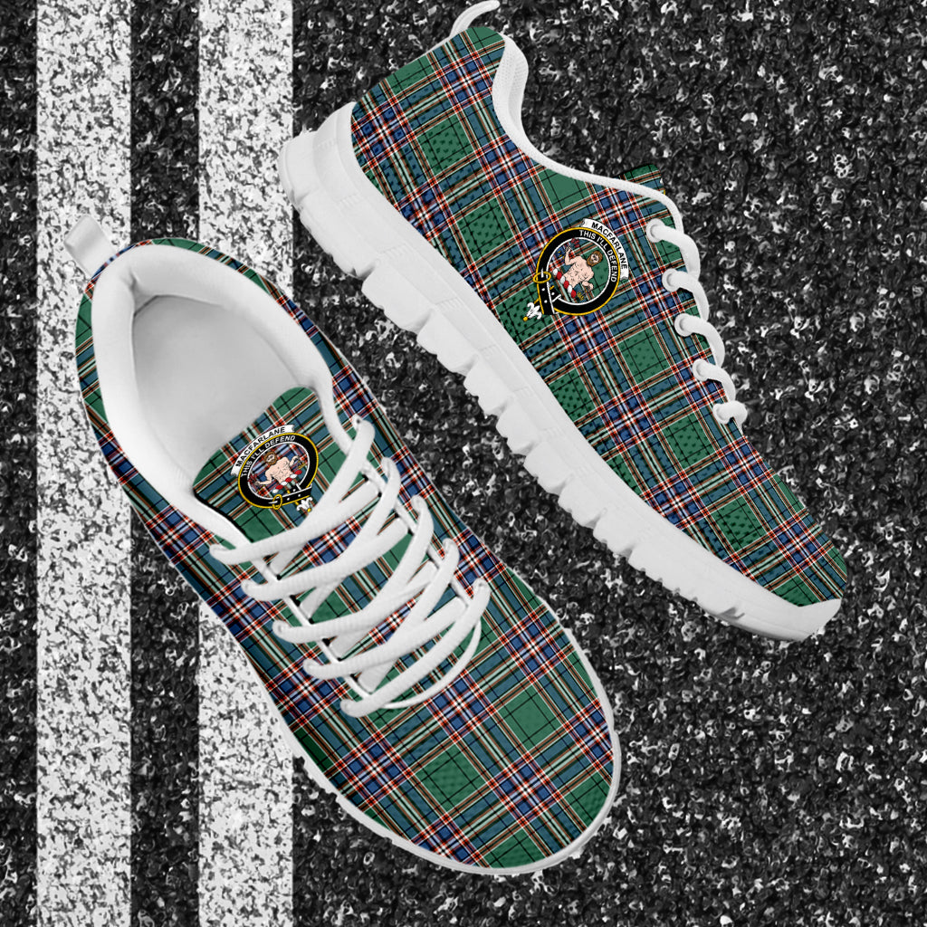 MacFarlane Hunting Ancient Tartan Sneakers with Family Crest - Tartan Vibes Clothing