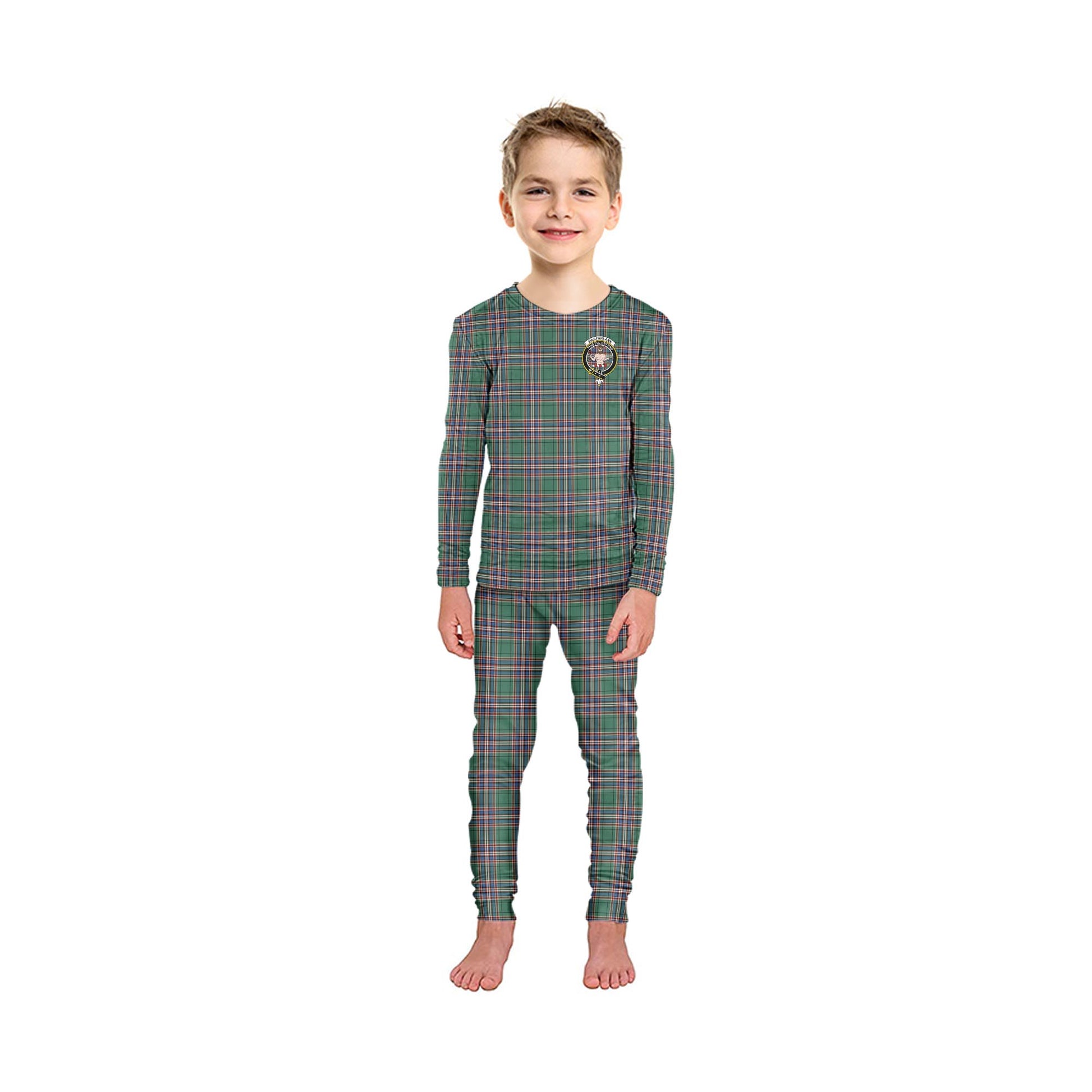 MacFarlane Hunting Ancient Tartan Pajamas Family Set with Family Crest - Tartanvibesclothing