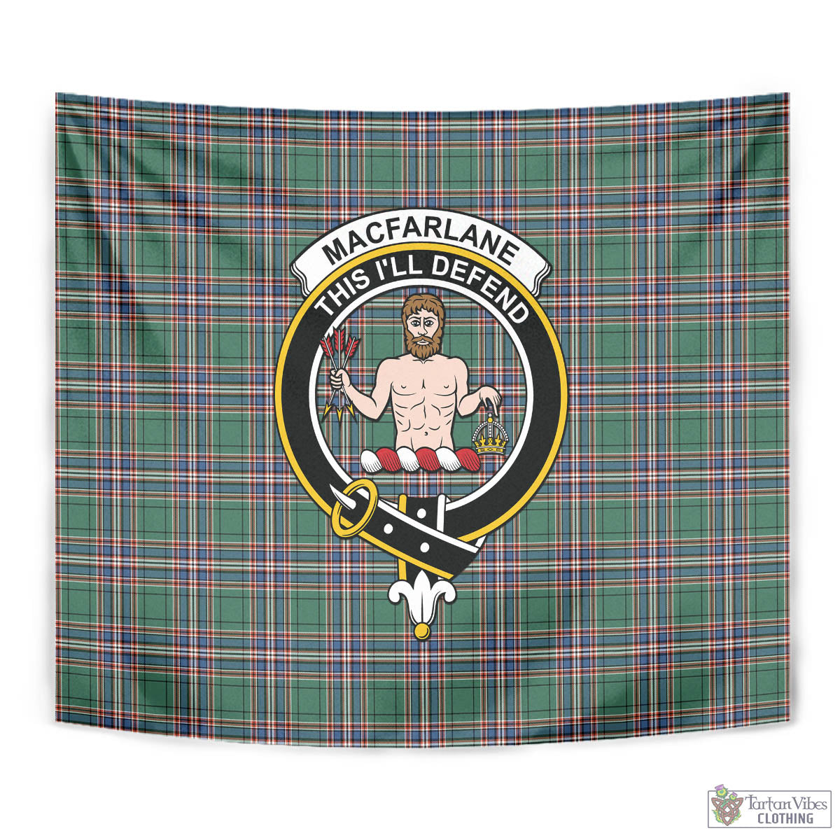 Tartan Vibes Clothing MacFarlane Hunting Ancient Tartan Tapestry Wall Hanging and Home Decor for Room with Family Crest