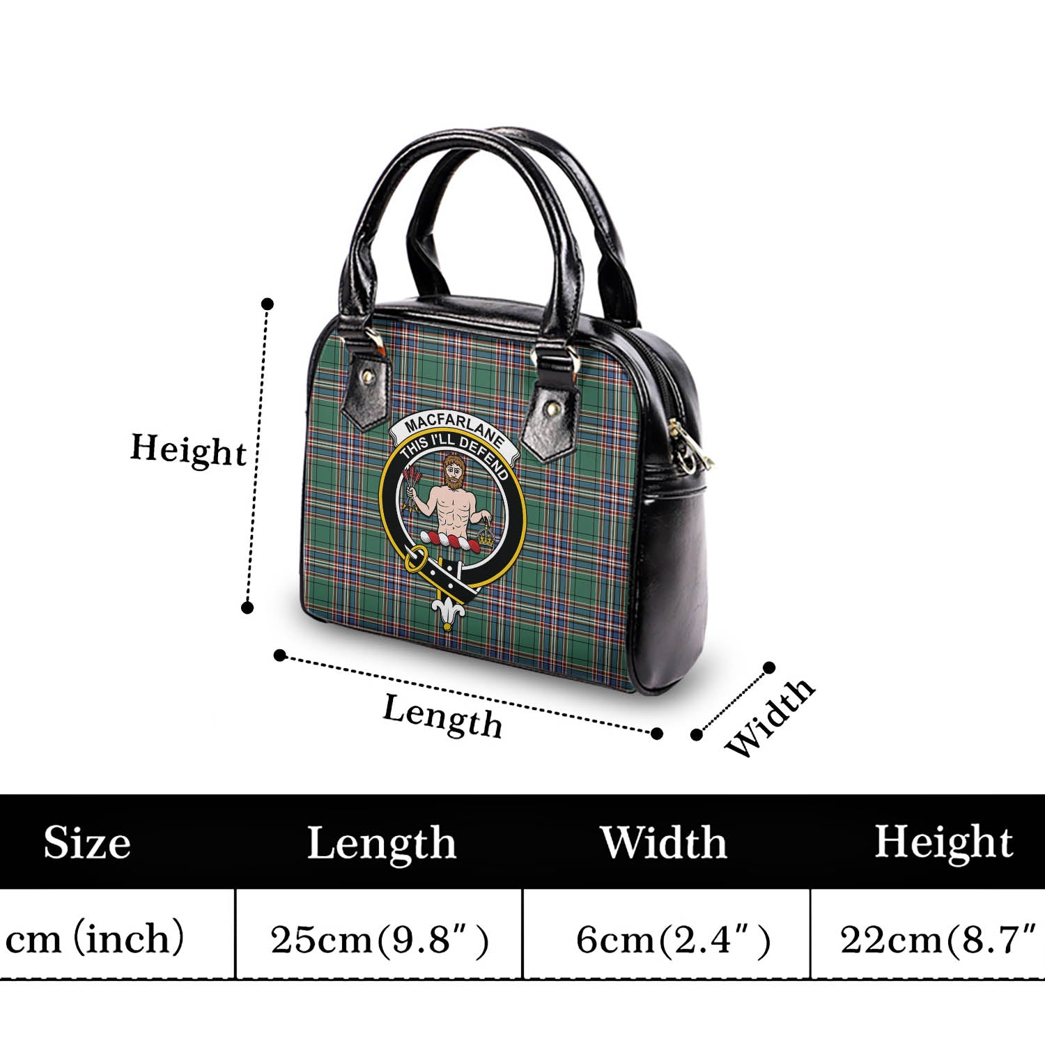 MacFarlane Hunting Ancient Tartan Shoulder Handbags with Family Crest - Tartanvibesclothing