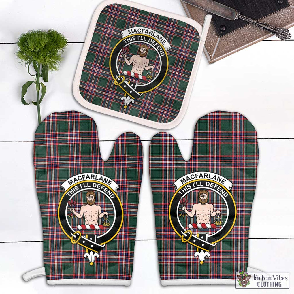 MacFarlane Hunting Modern Tartan Combo Oven Mitt & Pot-Holder with Family Crest Combo 1 Oven Mitt & 1 Pot-Holder White - Tartan Vibes Clothing