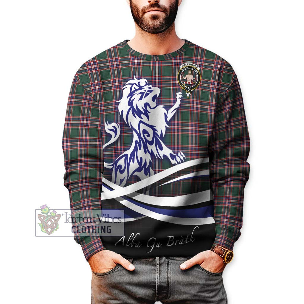 MacFarlane Hunting Modern Tartan Sweatshirt with Alba Gu Brath Regal Lion Emblem Unisex - Tartanvibesclothing Shop