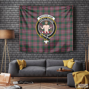 MacFarlane Hunting Modern Tartan Tapestry Wall Hanging and Home Decor for Room with Family Crest