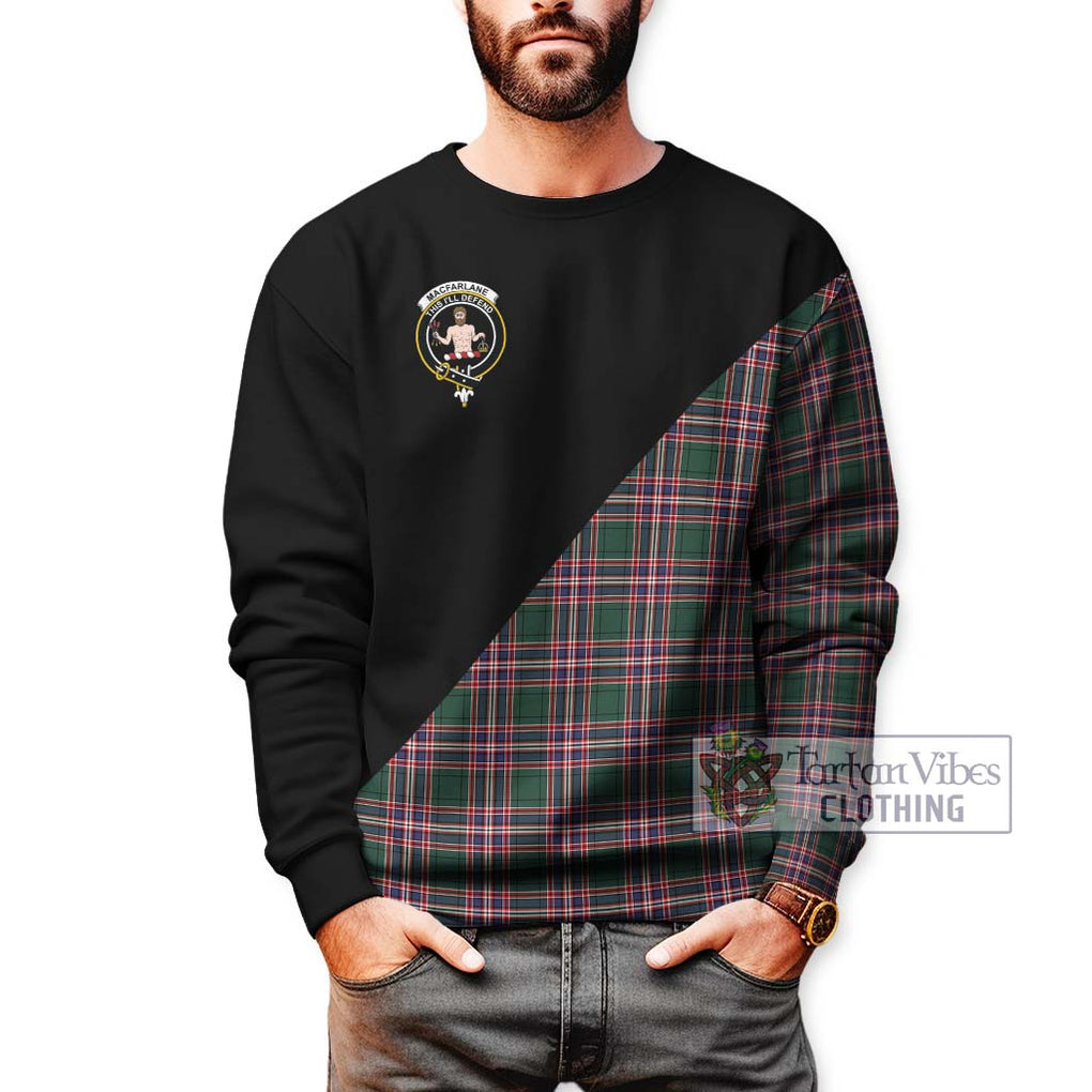 MacFarlane Hunting Modern Tartan Sweatshirt with Family Crest and Military Logo Style Unisex - Tartanvibesclothing Shop