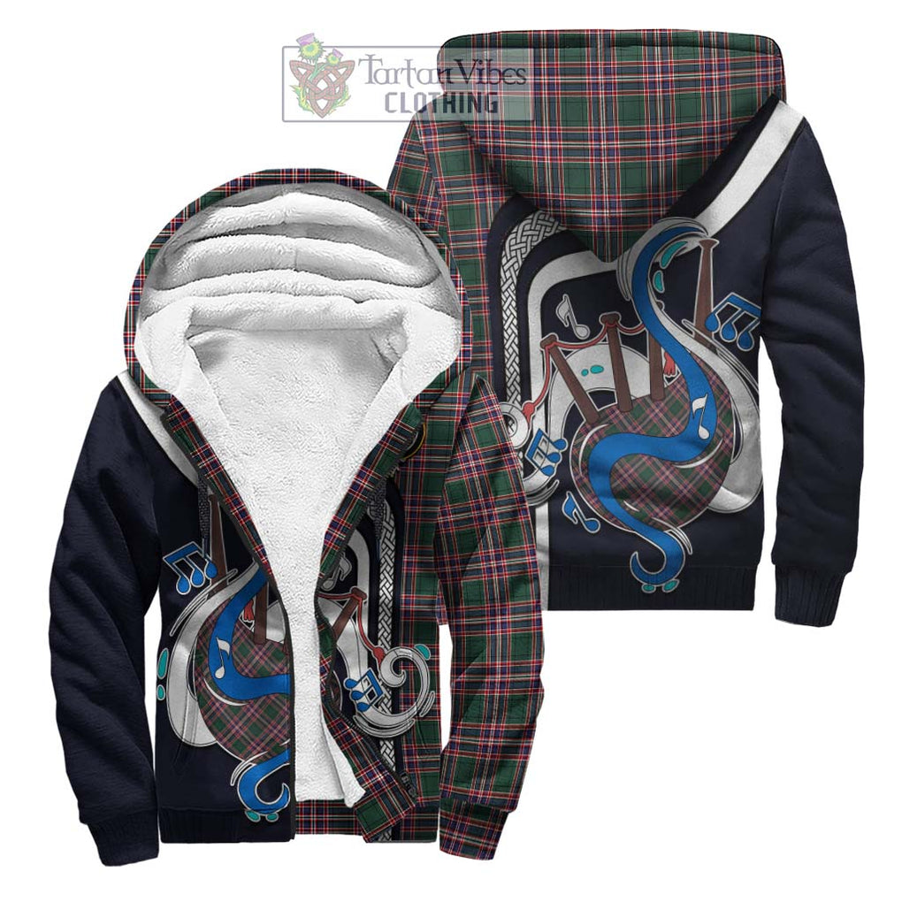 MacFarlane Hunting Modern Tartan Sherpa Hoodie with Epic Bagpipe Style Unisex S - Tartanvibesclothing Shop