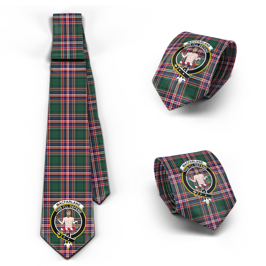 MacFarlane Hunting Modern Tartan Classic Necktie with Family Crest Necktie One Size - Tartan Vibes Clothing