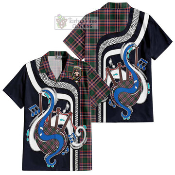 MacFarlane Hunting Modern Tartan Short Sleeve Button Shirt with Epic Bagpipe Style