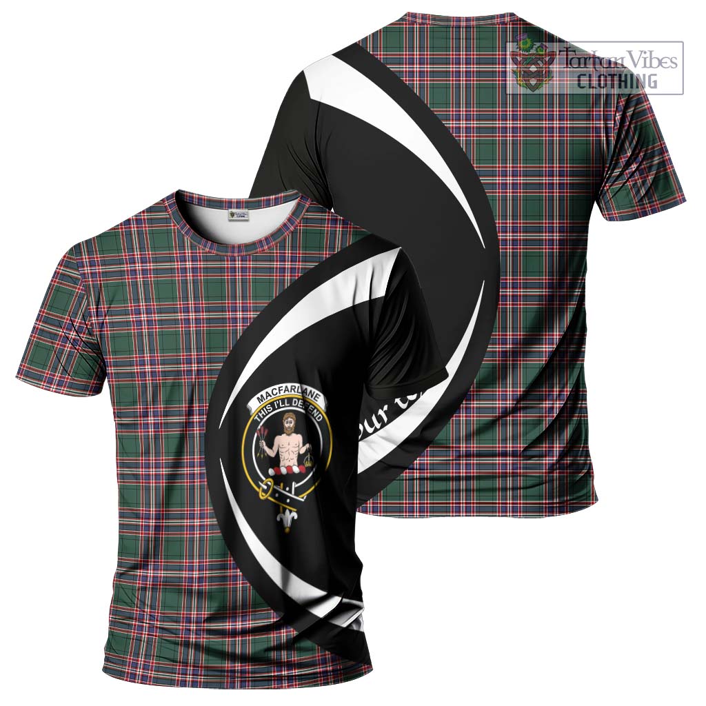 Tartan Vibes Clothing MacFarlane Hunting Modern Tartan T-Shirt with Family Crest Circle Style