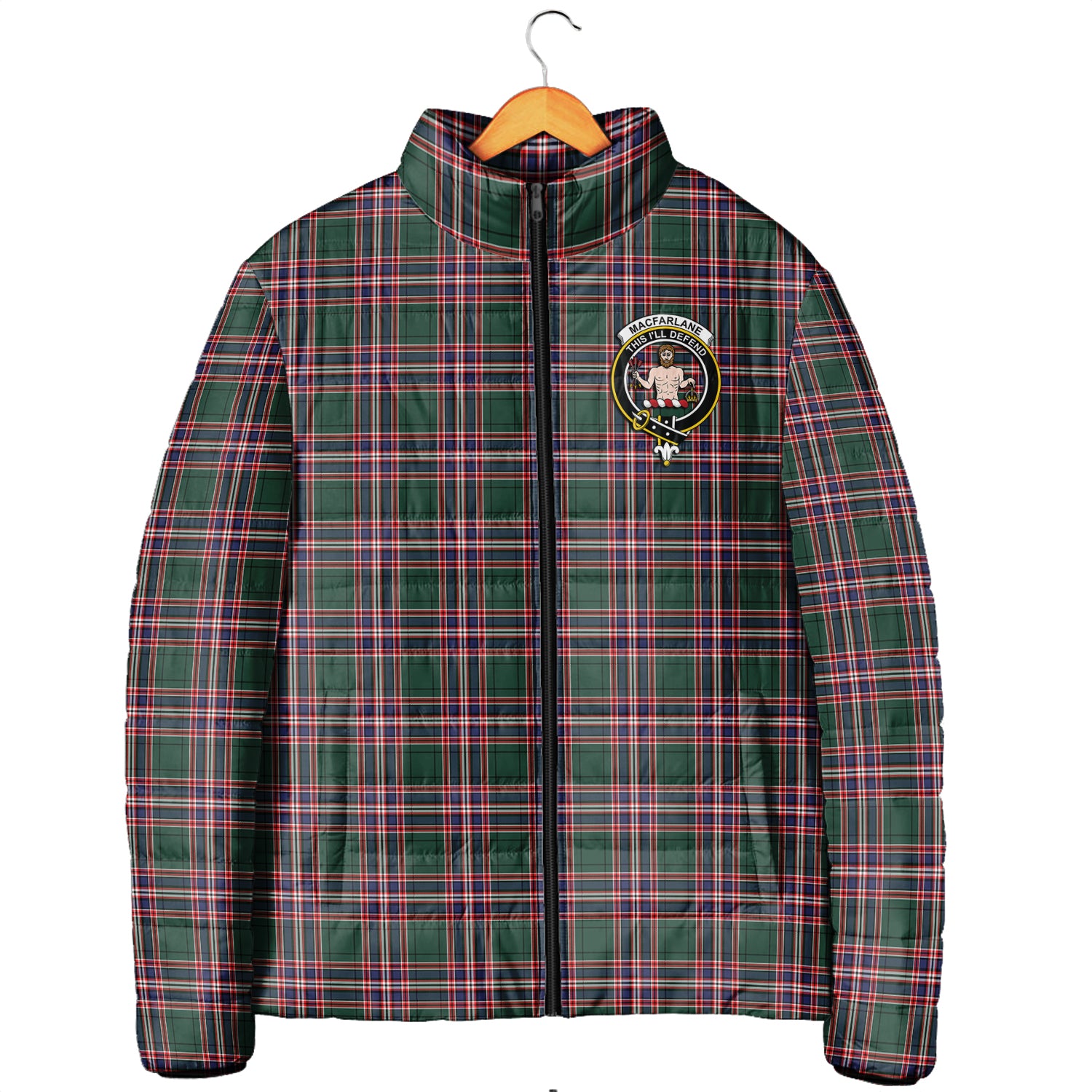 MacFarlane Hunting Modern Tartan Padded Jacket with Family Crest Men's Padded Jacket - Tartan Vibes Clothing