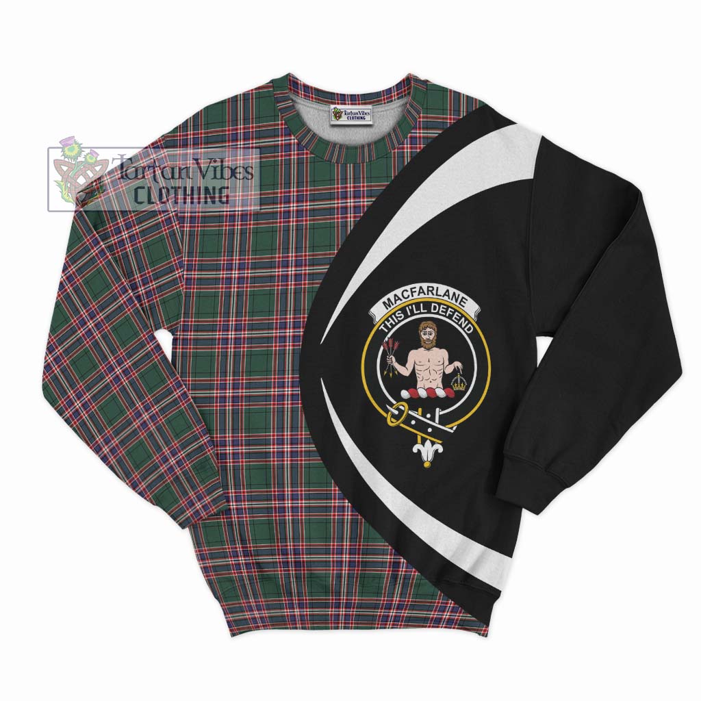 MacFarlane Hunting Modern Tartan Sweatshirt with Family Crest Circle Style Unisex - Tartan Vibes Clothing