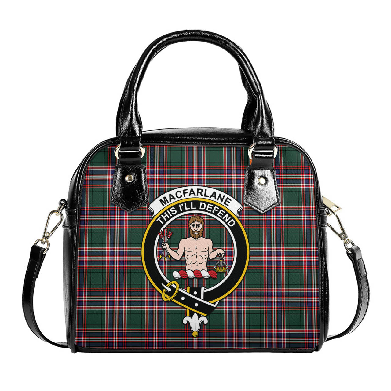 MacFarlane Hunting Modern Tartan Shoulder Handbags with Family Crest One Size 6*25*22 cm - Tartanvibesclothing