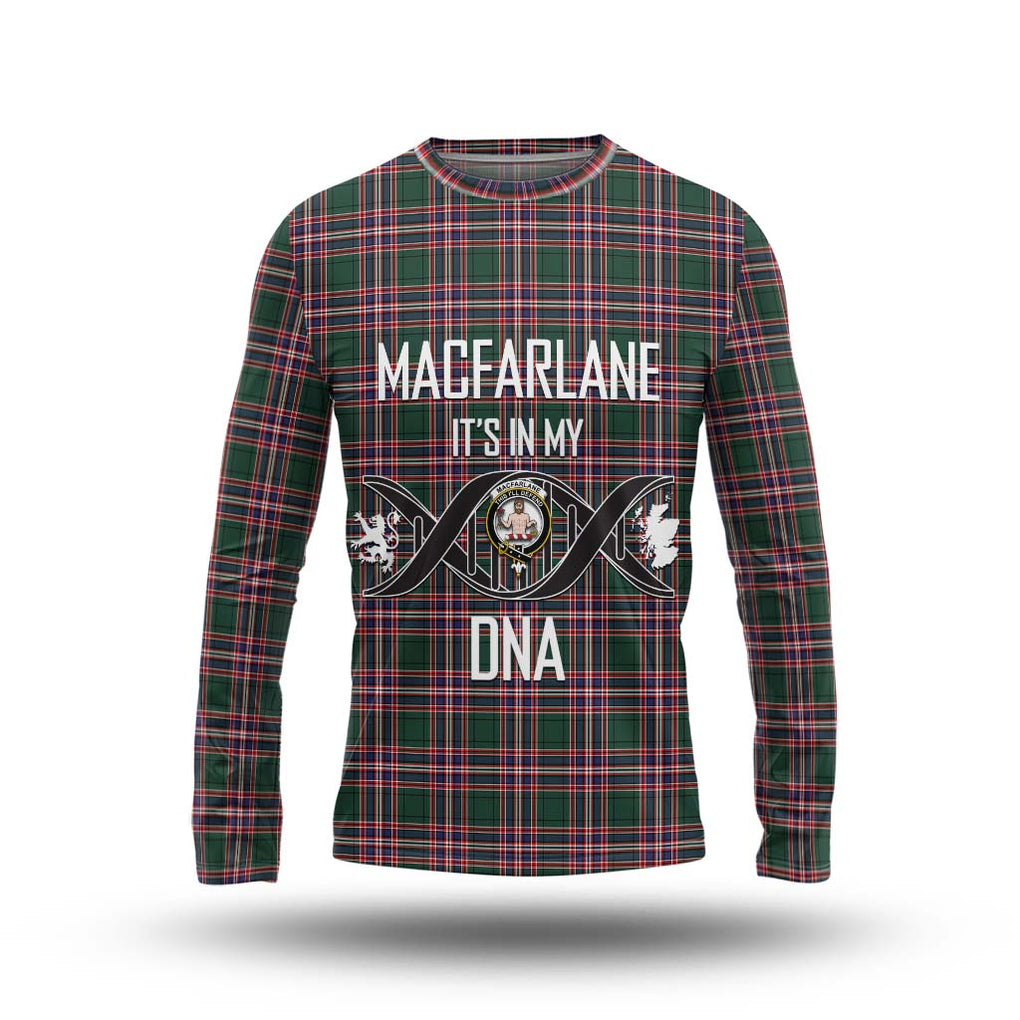 MacFarlane Hunting Modern Tartan Long Sleeve T-Shirt with Family Crest DNA In Me Style Unisex - Tartanvibesclothing Shop