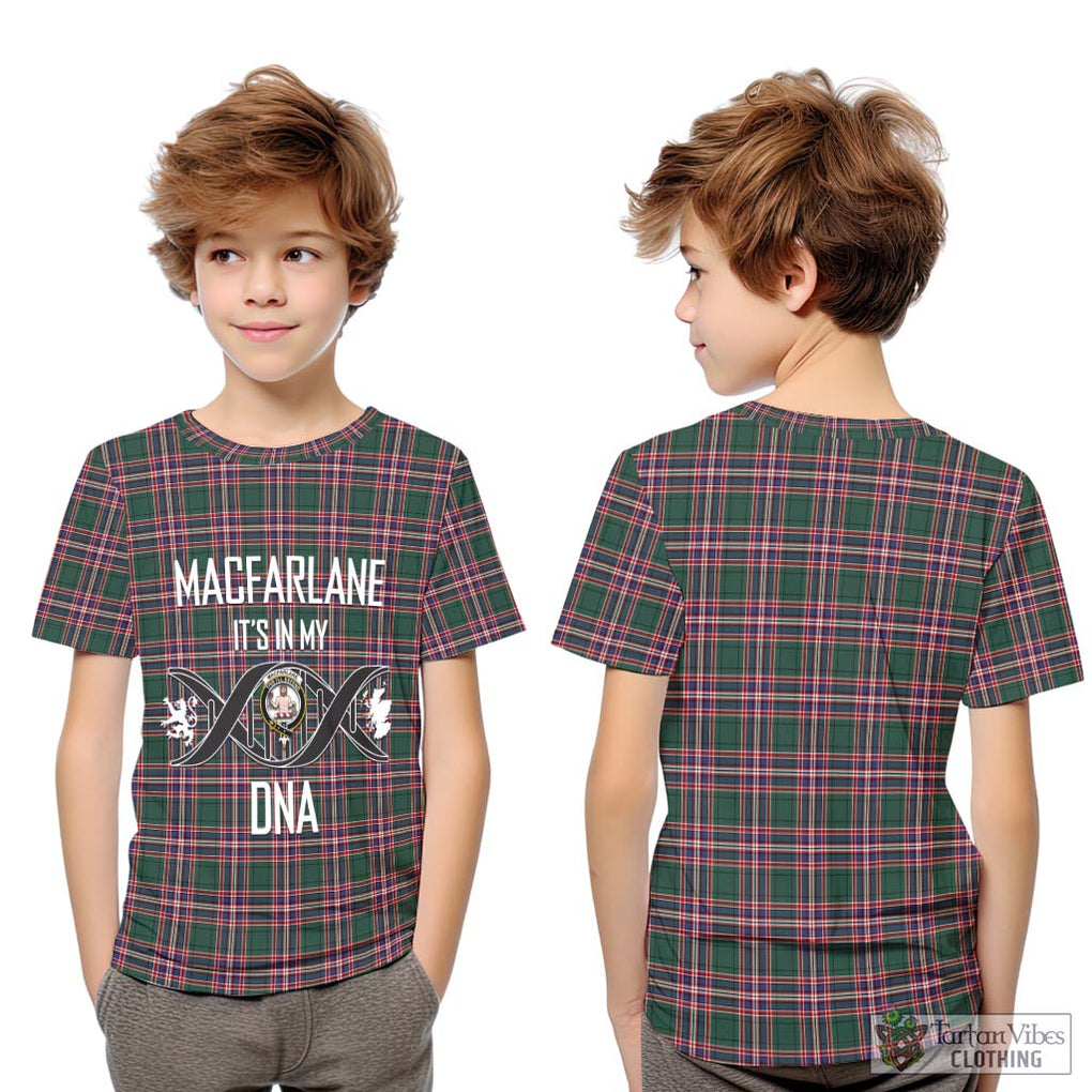 MacFarlane Hunting Modern Tartan Kid T-Shirt with Family Crest DNA In Me Style Youth XL Size14 - Tartanvibesclothing Shop