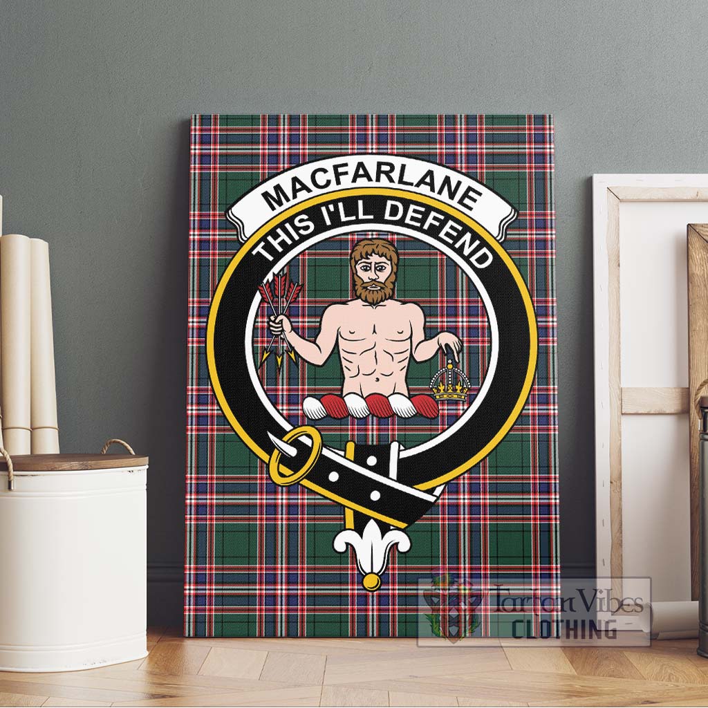 Tartan Vibes Clothing MacFarlane Hunting Modern Tartan Canvas Print Wall Art with Family Crest