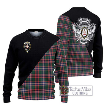 MacFarlane Hunting Modern Tartan Ugly Sweater with Family Crest and Military Logo Style