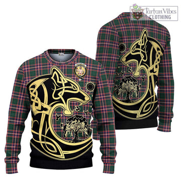 MacFarlane Hunting Modern Tartan Ugly Sweater with Family Crest Celtic Wolf Style