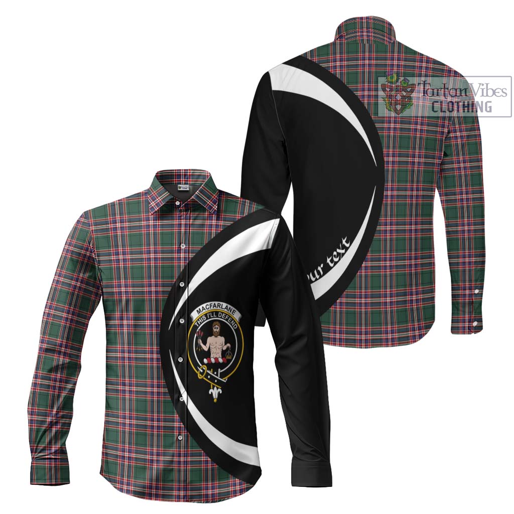 MacFarlane Hunting Modern Tartan Long Sleeve Button Up with Family Crest Circle Style Men's Shirt S - Tartan Vibes Clothing