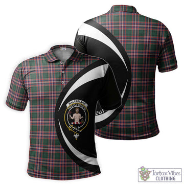 MacFarlane Hunting Modern Tartan Men's Polo Shirt with Family Crest Circle Style