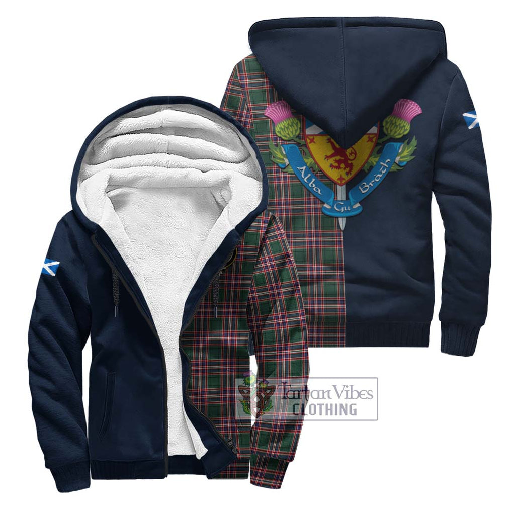 Tartan Vibes Clothing MacFarlane Hunting Modern Tartan Sherpa Hoodie with Scottish Lion Royal Arm Half Style