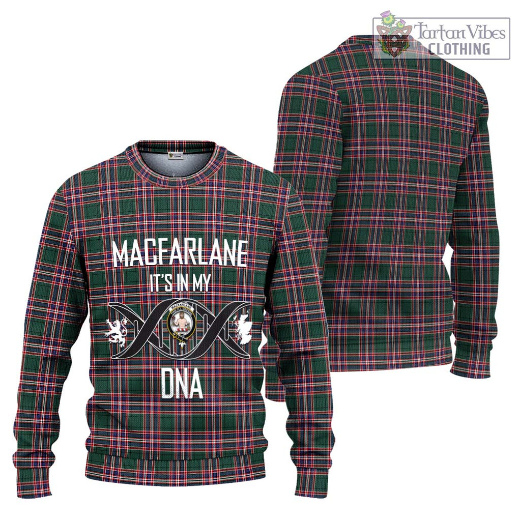 MacFarlane Hunting Modern Tartan Knitted Sweater with Family Crest DNA In Me Style Unisex - Tartanvibesclothing Shop