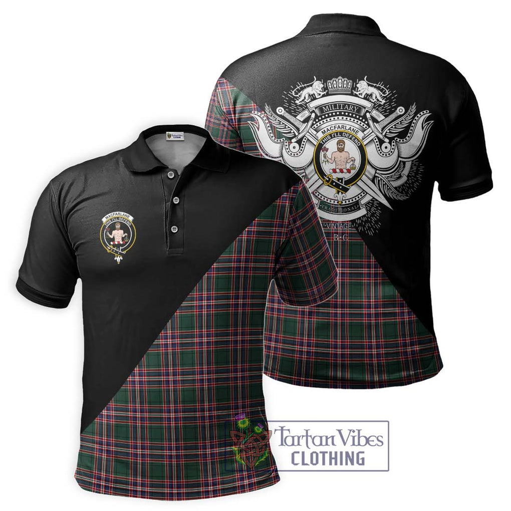 MacFarlane Hunting Modern Tartan Polo Shirt with Family Crest and Military Logo Style Kid - Tartanvibesclothing Shop