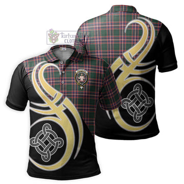 MacFarlane Hunting Modern Tartan Polo Shirt with Family Crest and Celtic Symbol Style