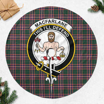 MacFarlane Hunting Modern Tartan Christmas Tree Skirt with Family Crest