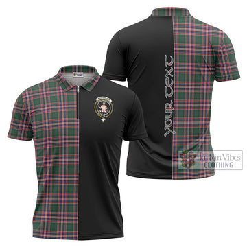 MacFarlane Hunting Modern Tartan Zipper Polo Shirt with Family Crest and Half Of Me Style