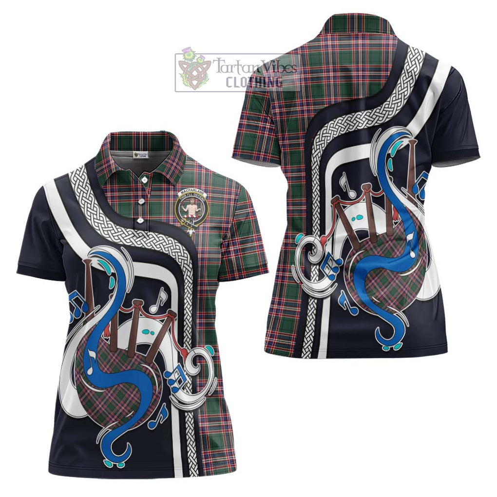 MacFarlane Hunting Modern Tartan Women's Polo Shirt with Epic Bagpipe Style Women - Tartanvibesclothing Shop