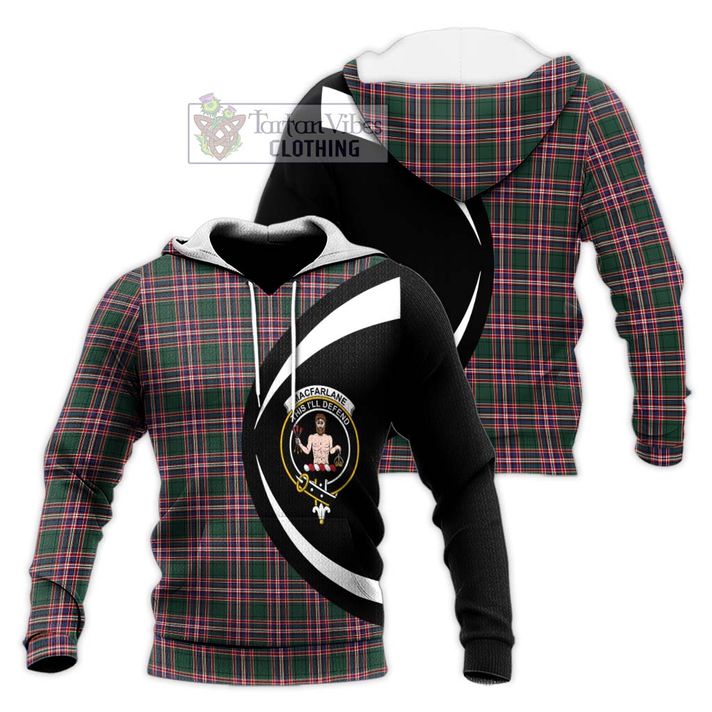 MacFarlane Hunting Modern Tartan Knitted Hoodie with Family Crest Circle Style Unisex Knitted Pullover Hoodie - Tartan Vibes Clothing