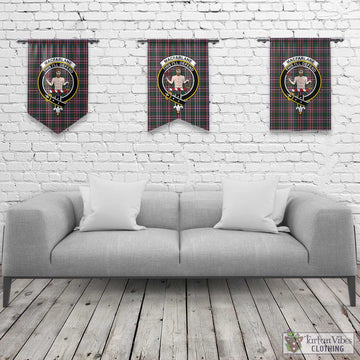 MacFarlane Hunting Modern Tartan Gonfalon, Tartan Banner with Family Crest