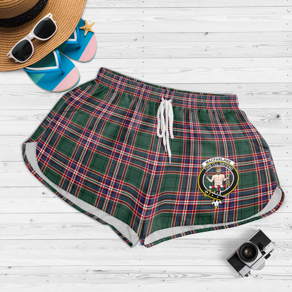 macfarlane-hunting-modern-tartan-womens-shorts-with-family-crest