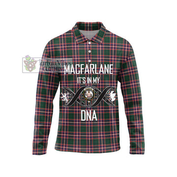 MacFarlane Hunting Modern Tartan Long Sleeve Polo Shirt with Family Crest DNA In Me Style