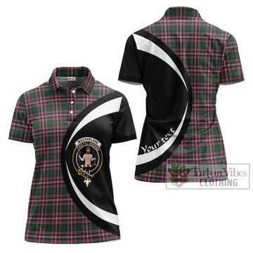 MacFarlane Hunting Modern Tartan Women's Polo Shirt with Family Crest Circle Style