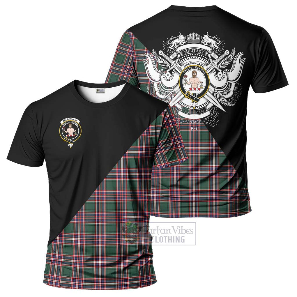 MacFarlane Hunting Modern Tartan T-Shirt with Family Crest and Military Logo Style Kid's Shirt - Tartanvibesclothing Shop