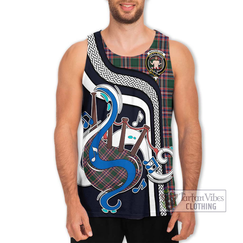 MacFarlane Hunting Modern Tartan Men's Tank Top with Epic Bagpipe Style Men - Tartanvibesclothing Shop