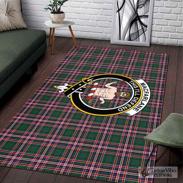 MacFarlane Hunting Modern Tartan Area Rug with Family Crest